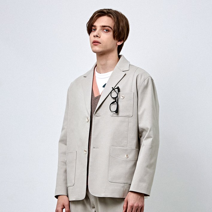 커스텀어스 남성용 세미오버핏 투버튼 자켓 CXS24SWJK208