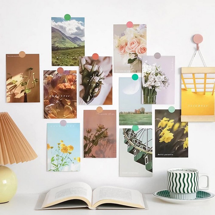 인디케이 포근한 날 인테리어 감성 엽서 30종  스티커 48p 세트