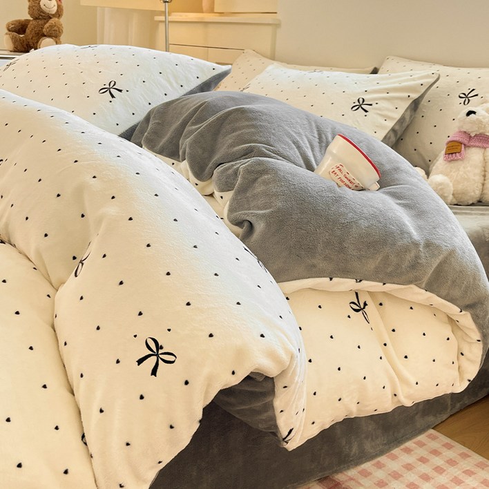 극세사 이불커버세트 부드러운 고밀도 호텔식 침구커버 세트