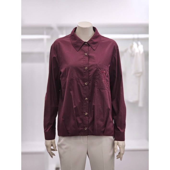 프렐린 면 100 롤업 소매 루즈핏 셔츠 블라우스 RBB243020