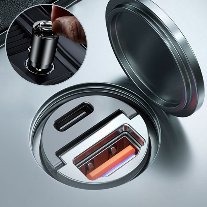 [매립형130W] 차량용 초고속 시거잭 충전기 USB C타입 PD QC