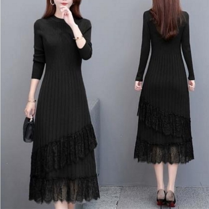 COCOD 포레니원피스여성 니트레이스포인트 롱 스커트