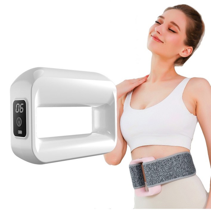 SmartGo 무선 휴대용 근막 마사지건 지방 연소 마사지기 근막 링 벨트형 진동운동기구 뱃살관리, 화이트