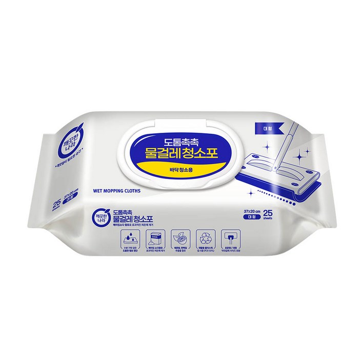 깨끗한나라 도톰촉촉 물걸레 청소포 캡 25p