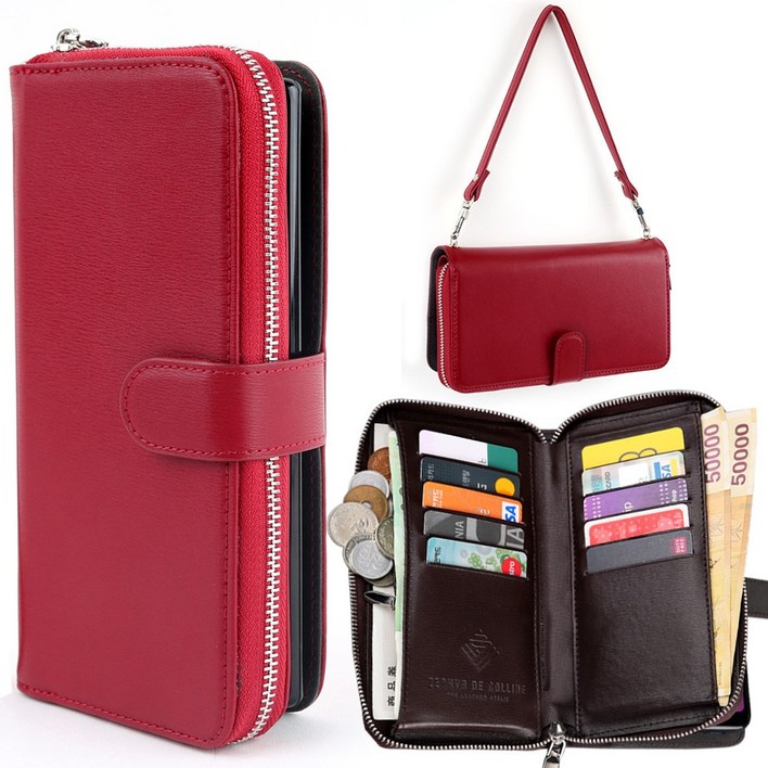 레드울프 코스지퍼 T링 완벽셋트 천연소가죽 가방 지퍼 지갑형 핸드폰케이스