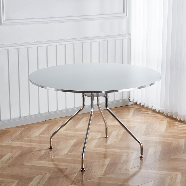 룬트 원형테이블 미드센츄리 모던 크롬 식탁 3size