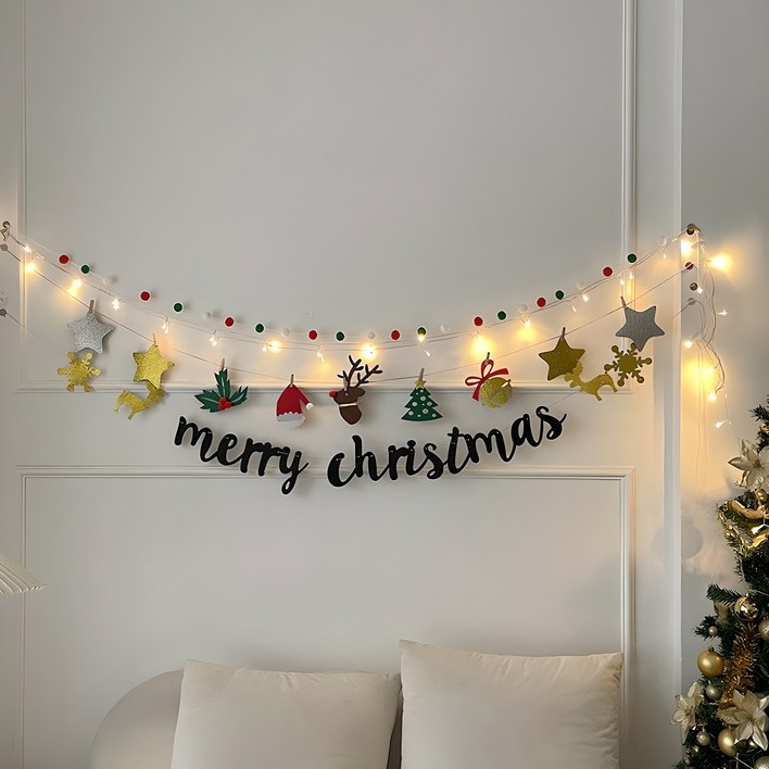 Norbei 크리스마스 가랜드 LED 크리스마스 벽장식 인테리어 장식