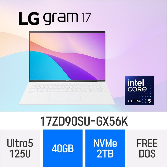 LG전자 2024 그램17 17ZD90SU-GX56K, 17ZD90SU-GX56K, Free DOS, 40GB, 2TB, 스노우화이트