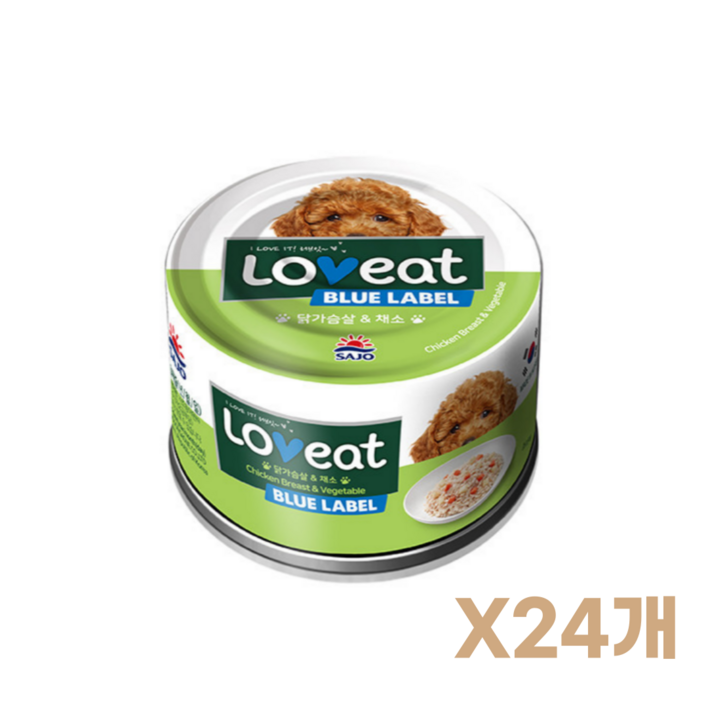사조 러브잇 독 블루라벨 노령견 강아지 습식캔 사료 닭가슴살 2종, 치킨야채, 160g, 24개 사조 러브잇 독 블루라벨 노령견 강아지 습식캔 사료 닭가슴살 2종, 치킨야채, 160g, 24개