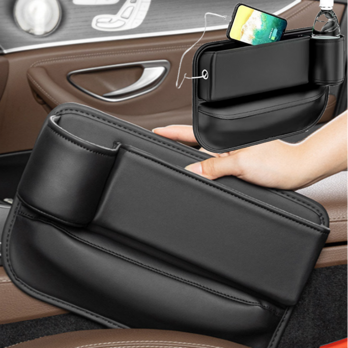 VEETIZ 차량용 사이드포켓 컵홀더형 자동차 슬림 틈새 포켓 정리함 수납함 운전석 조수석
