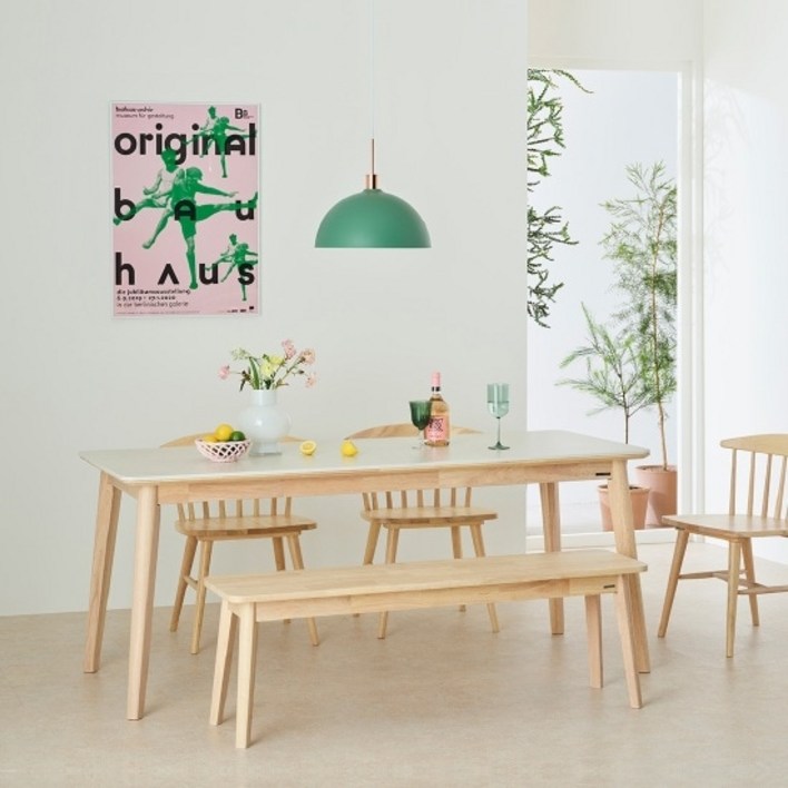 한샘 도노 내추럴 세라믹 스칸디 6인 식탁세트(의자2,벤치1 포함)