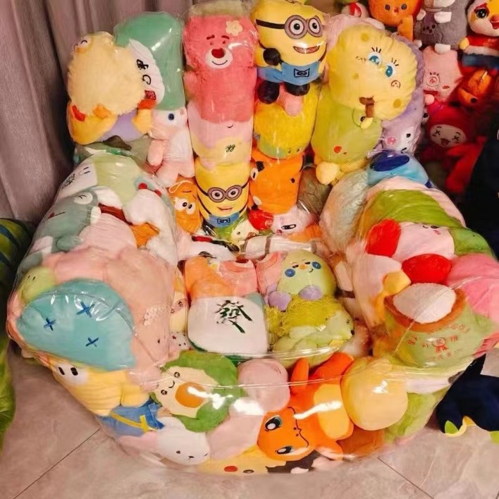 BCQ 투명 인형수납형 쇼파 지퍼형 DIY 인형정리 소파 체어 PVC 의자 인형채움 소파커버 대형