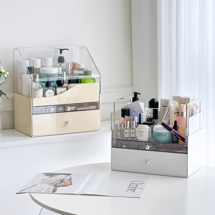 루시아이 듀얼 웨이브 화장품 정리함, 오픈형 화이트, 1개