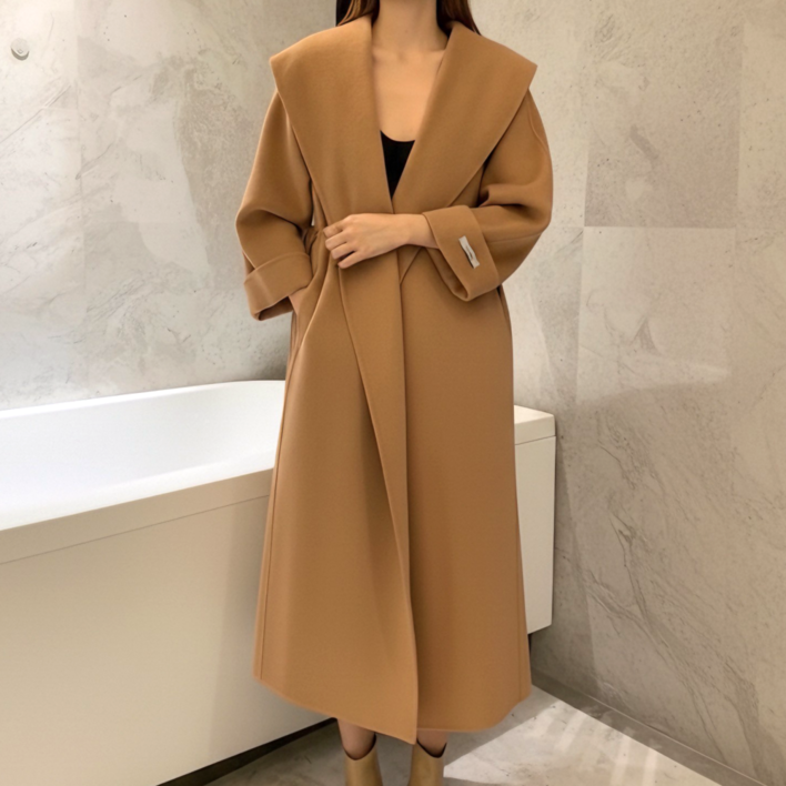 유니크코코 울100 핸드메이드 빅카라 롱 울 코트 ot5800