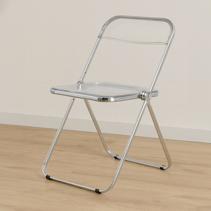 미니포레스트 미드센추리 미니 접이식 원룸 인테리어 의자, 1개, 투명색상의자