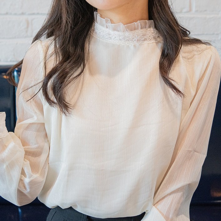 모아리브 넥셔링 셔츠 하객룩 블라우스