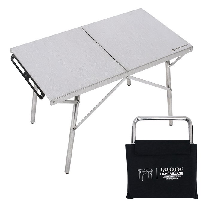 캠핑 낚시 다용도 접이식 스테인리스 사이드 테이블 + 전용 보관가방, 단일색상