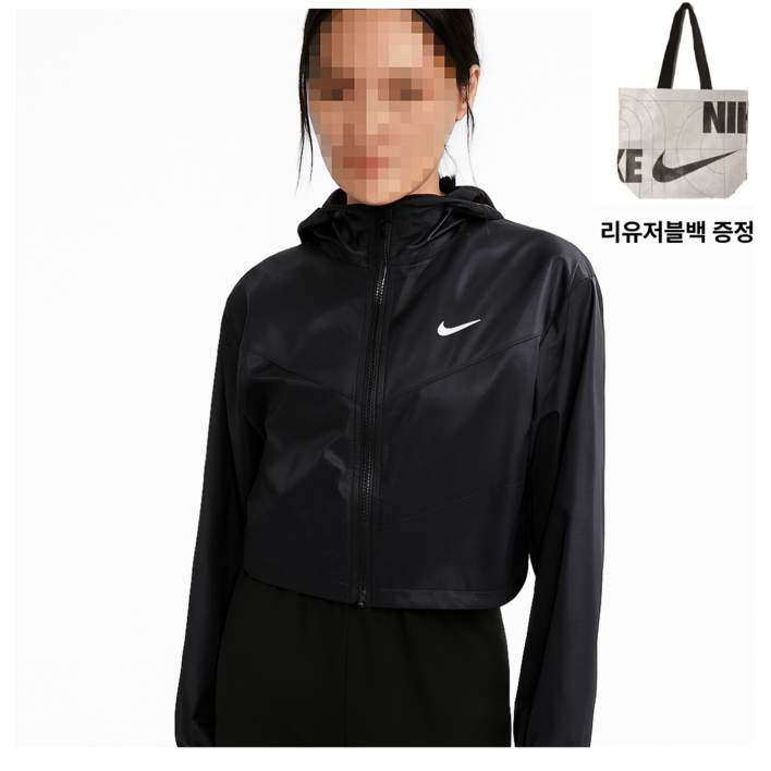 국내매장정품 나이키 여성용 크롭 바람막이 윈드러너 땀복 트레이닝복 uv차단