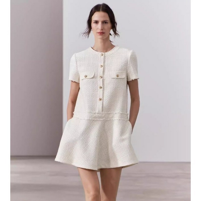 ZARA 자라 트위드 스트럭처 미니 원피스