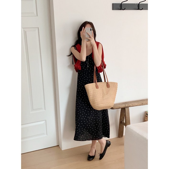 S2XL사이즈잔꽃 민소매 롱 원피스 뷔스티에 바캉스룩 밴딩원피스 빅사이즈 나시