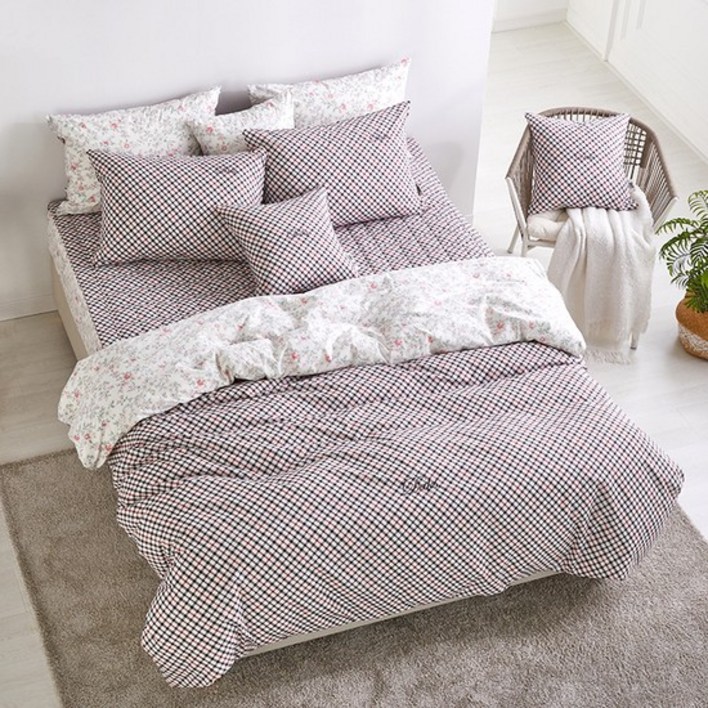 고밀도 마로네 홑겹 이불커버 싱글퀸