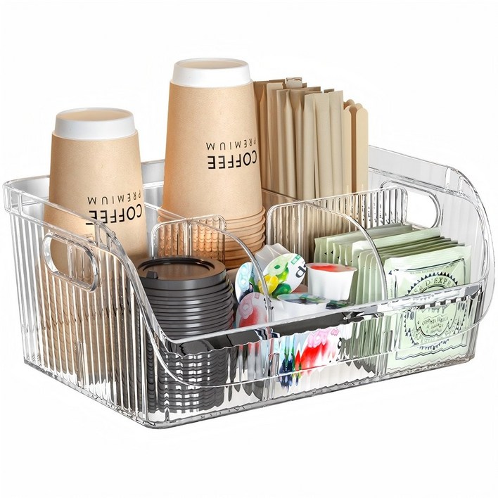 ZOZOFO 다용도 탕비실 일회용종이컵디스펜서 카페컵거치대 티백 커피 보관함 정리함