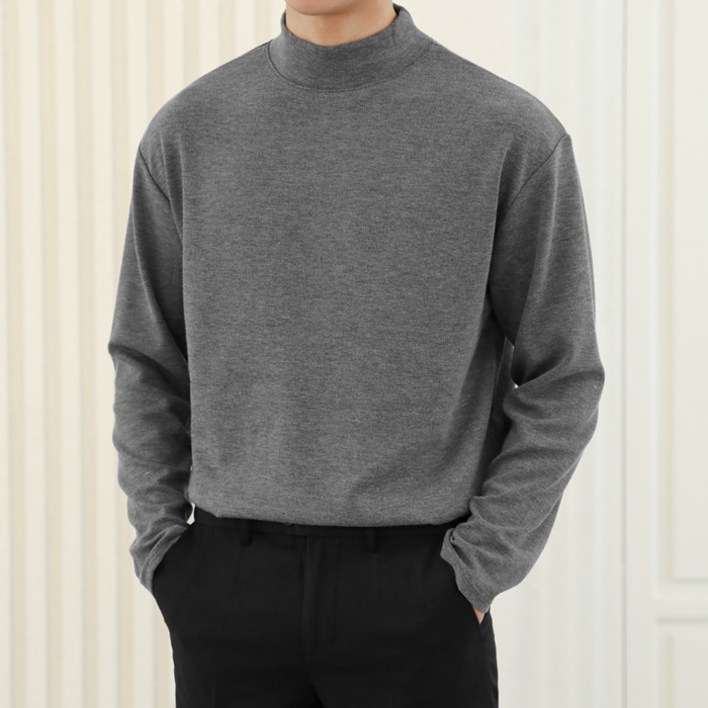 제타22 남성용 부드러운 프리미엄 무지 니트지 반목 반폴라 티셔츠 1250