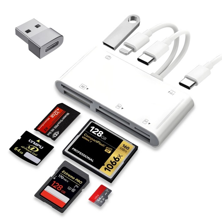 7in2 멀티허브 외장하드 TF SD XD CF MS USB C타입 올인원 카드리더기