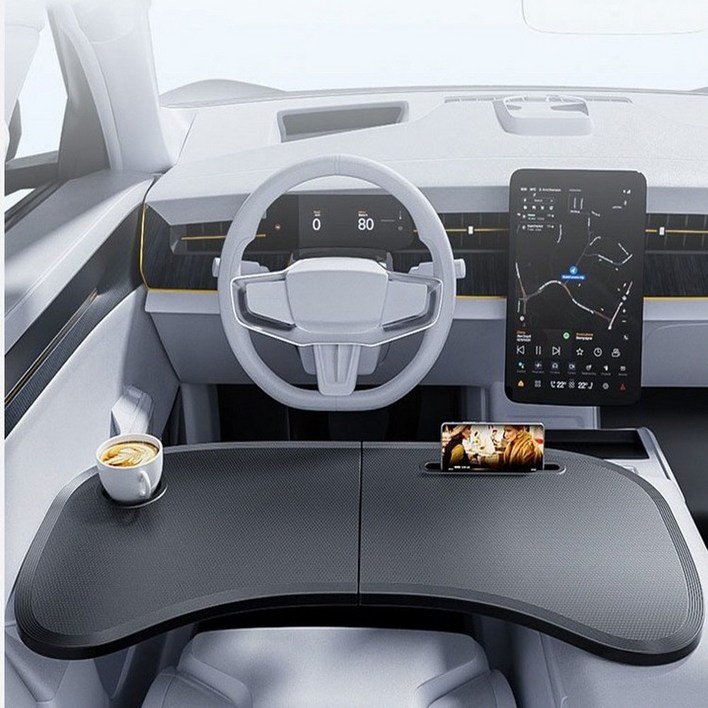 루이홈즈 차량용 식탁 테이블 간이책상, 블랙, 1개