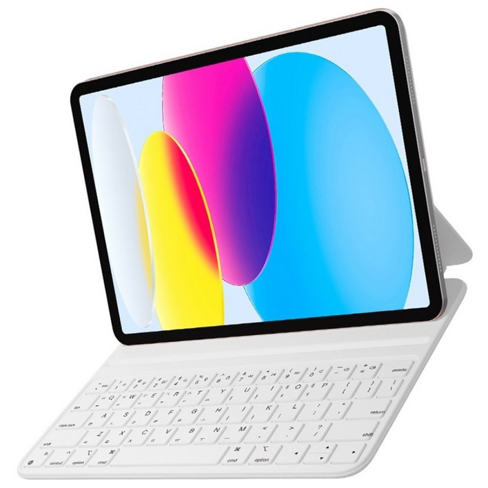HOU 아이패드 2가지 각도 마그네틱 슬림 키보드 케이스 10세대/10.9/11인치, 화이트