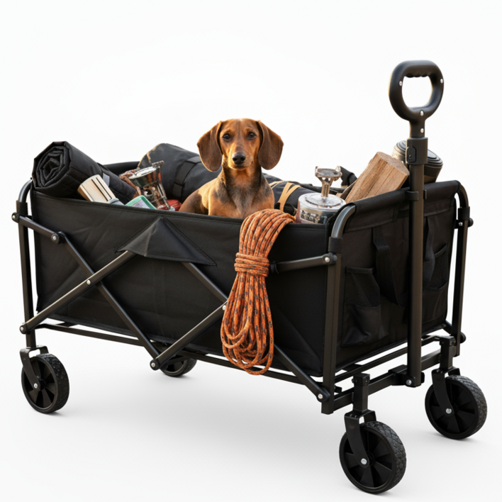 Roomxyd 대형 캠핑 웨건 수레 접이식 폴딩 카트브레이크 저장 공간 100L