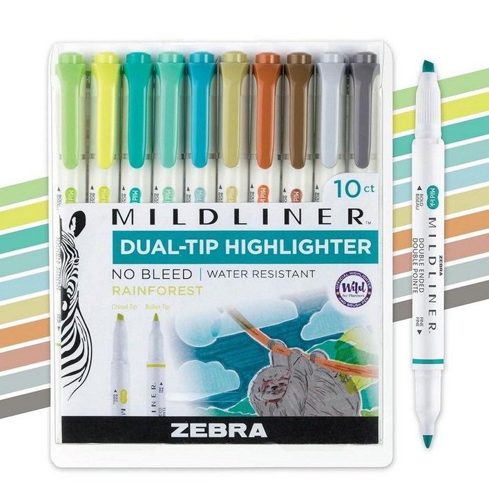 Zebra Pen Mildliner 듀얼 팁 하이라이터 세트, 넓고 섬세한 포인트 팁, 성경 강조에 이상적, 번짐 없음, 학용품 및 교사 용품, 다양한 따뜻한 잉크 색상, 5팩