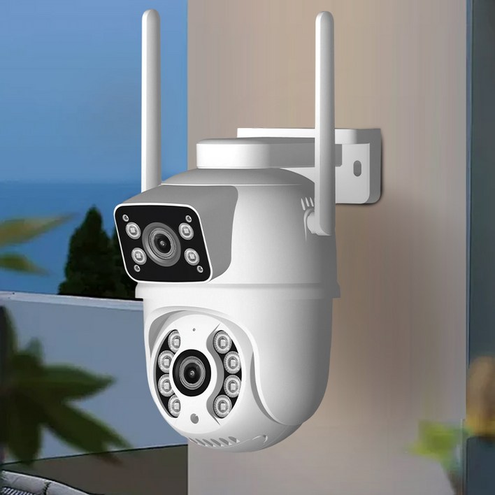 듀얼 카메라 실내외 겸용 CCTV 1080p고화소 홈캠 주차장 마당 보안 카메라, CS201BO, 1개