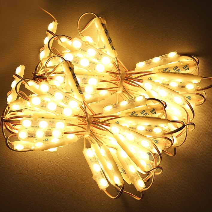 LED 3구 모듈 DC 12V 간판 제작 조명 방수 IP68, 100개, 전구색