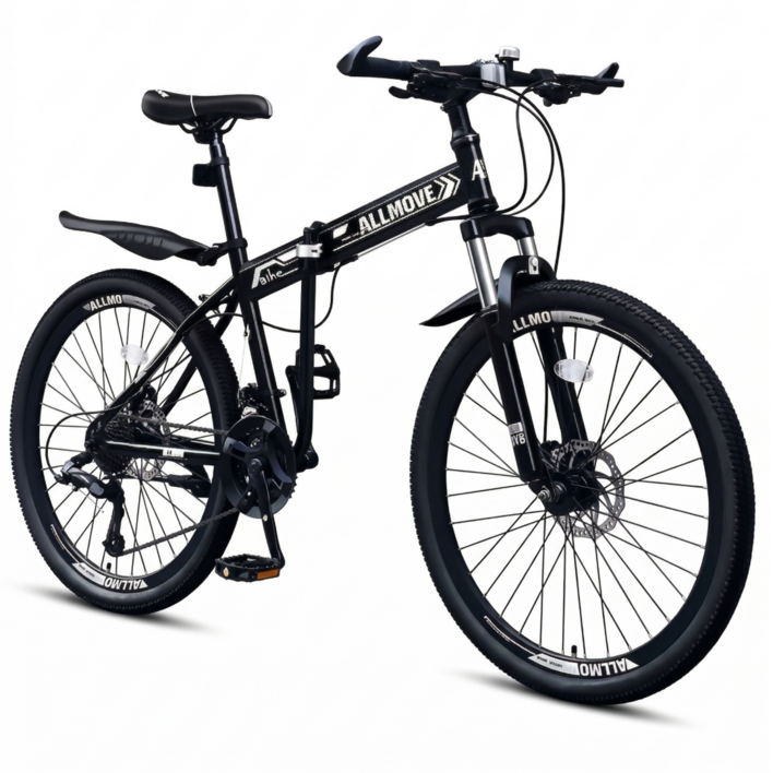 바이크TRA 접이식 MTB 자전거 21단 산악 출퇴근 입문용 성인 학생 주니어 가성비 남녀공용, 1개, 165cm, BT화이트스포크휠 21단