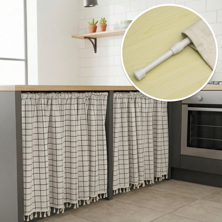륀레브 중문 주방 가리개 커튼 바란스 2종 커튼봉 포함 30 50 70 90 120