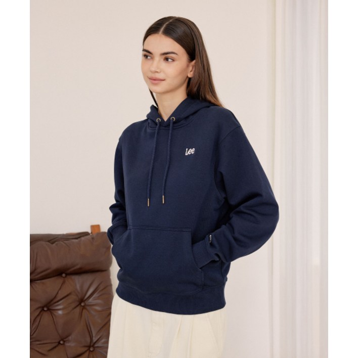 리 LEE 스몰 트위치 로고 후드 티셔츠 네이비 LE2503HD02NA 476511
