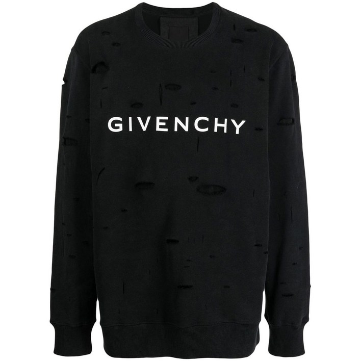 지방시 로고 프린트 디스트레스드 스웨트셔츠