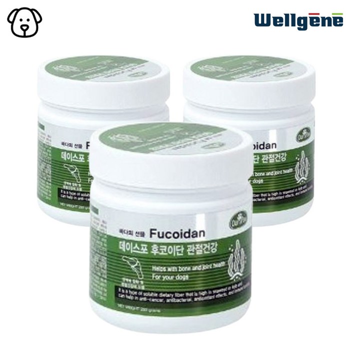 데이스포 후코이단 강아지 영양제 250g 관절 종합 피부 장 영양간식 져키 면역력 간식, 3개, 250g, 관절건강