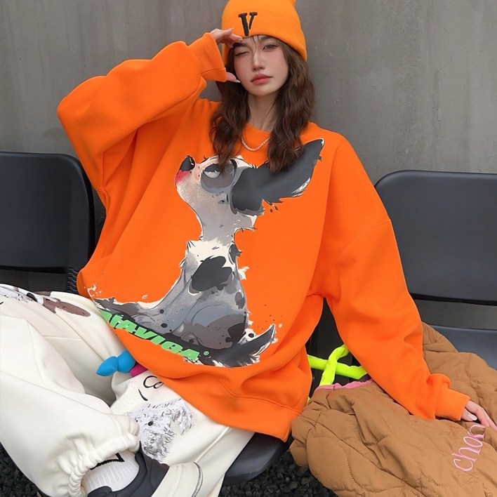 여성 오버핏 프린팅 맨투맨 빅사이즈 긴팔티셔츠 _3color