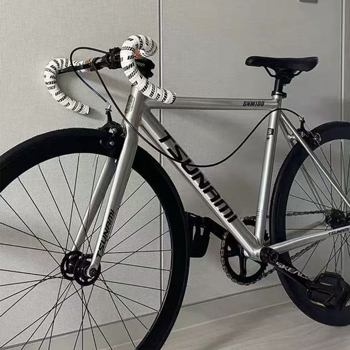 쓰나미 TSUNAMI SNM100 픽시 자전거 입문용 완차 학생용 스탠다드 앞뒤브레이크포함, 핑크화이트로고, 1개, 170cm