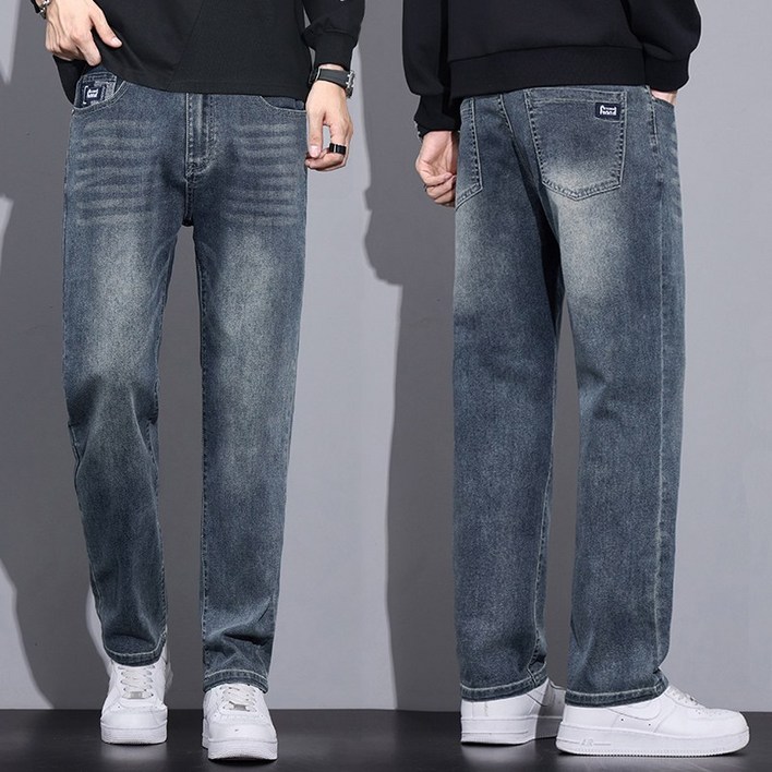 wassup 남자 청바지 추동 와이드스판청바지 바지 빅사이즈 청년 청바지 통바지