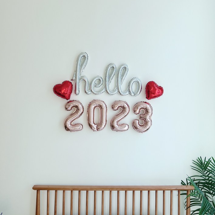 나탈리야153 헬로2023 DIY 파티세트 새해 신년 호랑이띠해 생일 홈 파티 신혼집 커플 여행 이벤트 캠핑 소품 용품 핑크 풍선