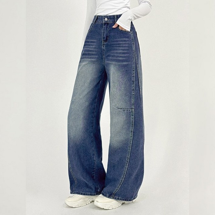 바이일이오 여성 유니크 절개 와이드 루즈핏 데님 팬츠 바이일이오 여성 유니크 절개 와이드 루즈핏 데님 팬츠