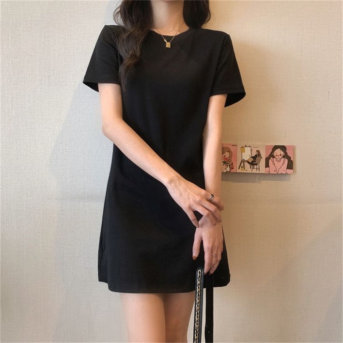 besteffie 여성용 반팔 티셔츠 슬림핏 캐주얼 면 롱 티셔츠 여성티셔츠 박스티 오버핏 K89
