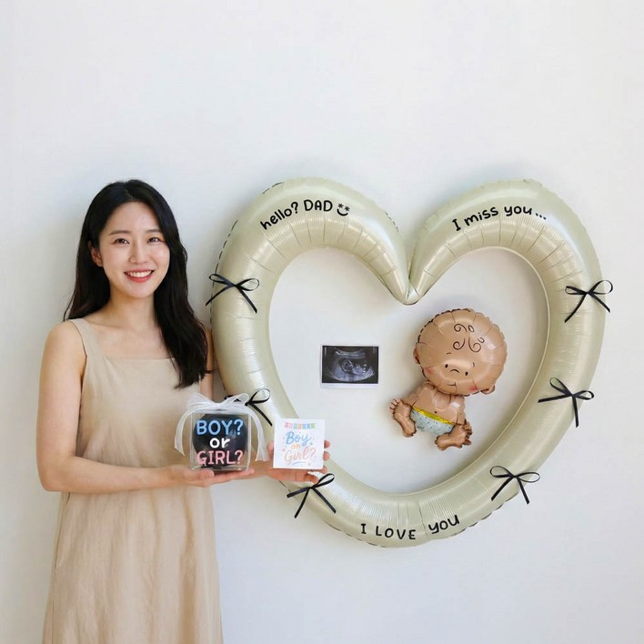 이벤트홀릭 젠더리빌 미니 풍선 박스 세트 성별 공개 베이비샤워 파티 임신 축하 선물, 1개, 04.BOY? or GIRL? 풀세트