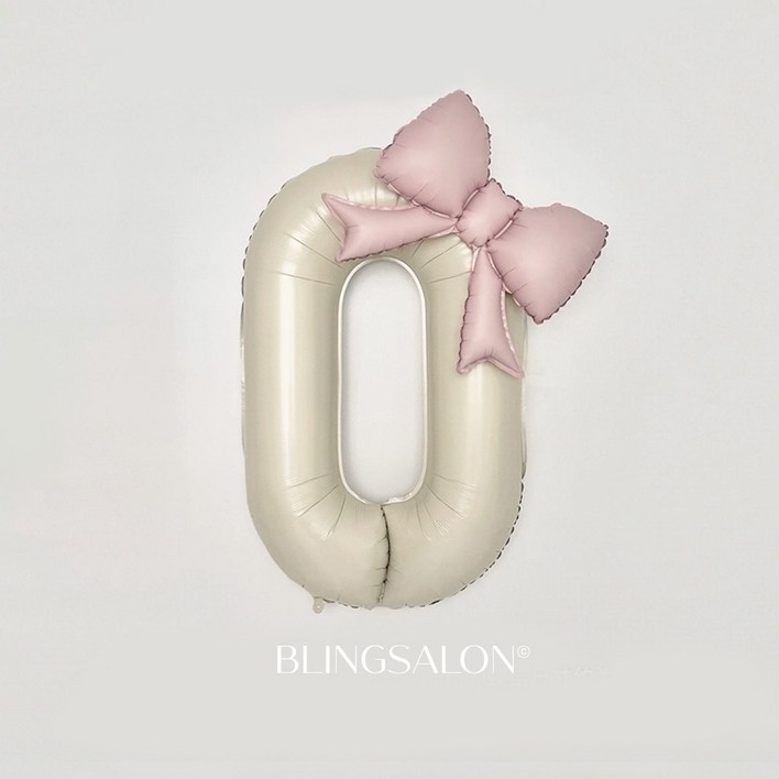 블링살롱 핑크 베이지 대형 숫자풍선 40인치 리본 데코 생일파티 돌잔치 포토존 파티 풍선