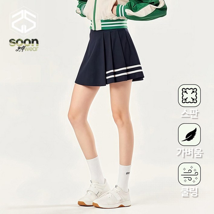 순이 C.여성 기능성 배색 언발란스 플리츠 골프 테니스 스커트