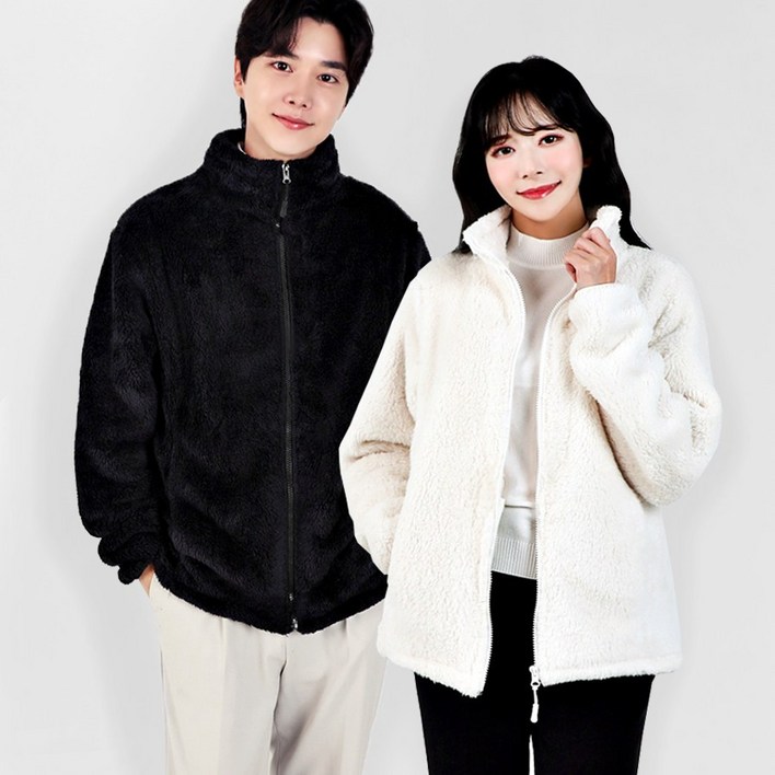 남녀공용 양털 집업 후리스 플리스 루즈핏 뽀글이 빅사이즈 2XL까지 에스티패딩