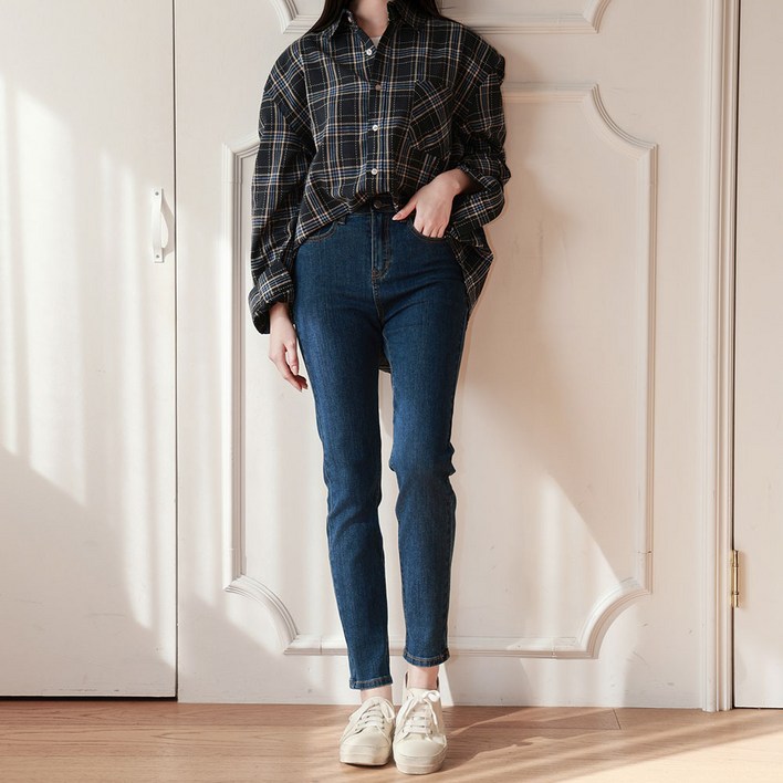조이메리 일자 청바지 여자 스판 데님팬츠 사계절 인밴딩 청바지 에이미